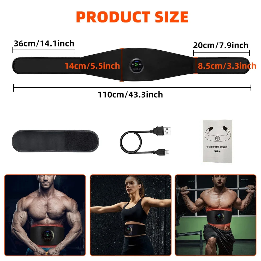 Wireless Ab Belt Abdominal Muscle Toner, EMS Smart Fitness Belt, Portable Ab Stimulator with 6 Modes 15 Intensity Levels Toning Belt, Fitness Workout Equipment for Men Women