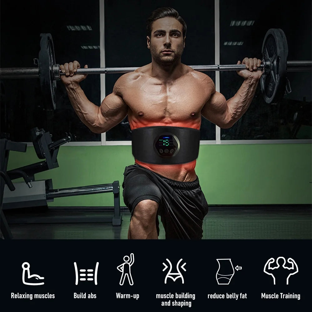 Wireless Ab Belt Abdominal Muscle Toner,  EMS Smart Fitness Belt, Portable Ab Stimulator with 6 Modes 15 Intensity Levels Toning Belt, Fitness Workout Equipment for Men Women