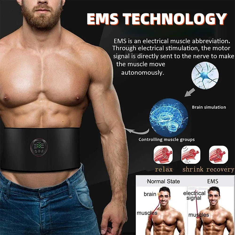 Wireless Ab Belt Abdominal Muscle Toner,  EMS Smart Fitness Belt, Portable Ab Stimulator with 6 Modes 15 Intensity Levels Toning Belt, Fitness Workout Equipment for Men Women
