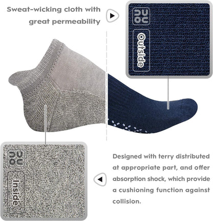 Unisex Non Slip Grip Socks with Cushion for Yoga Pilates Barre Home & Hospital